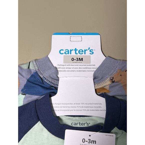 Carter’s Baby 2 Pieces 0-3M Green W/Blue And Animals - Picture 5 of 5